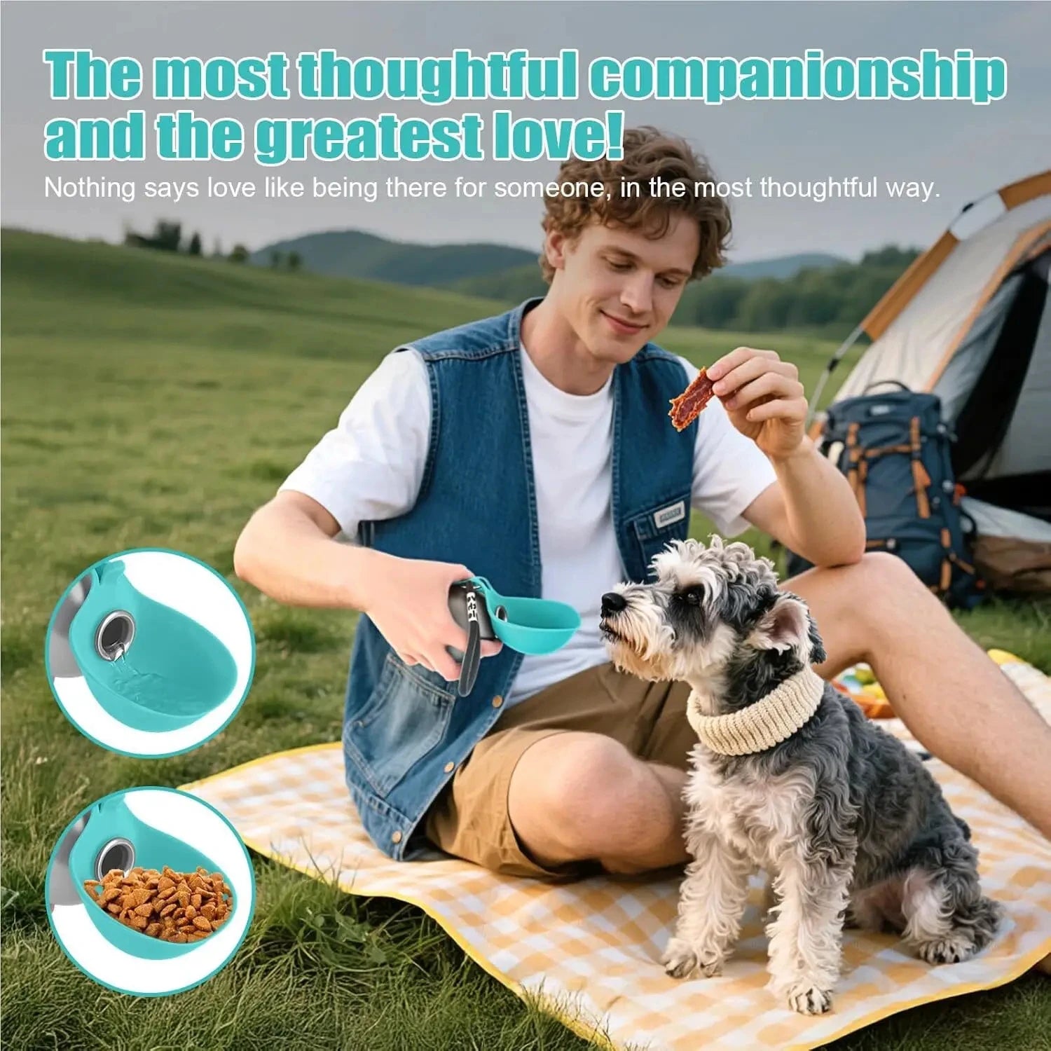 Portable 285ml Dog Drinking Bottle with Silicone Bowl – Stainless Steel Leak-Proof Water Bottle for Cats Dogs Travel Walks Hikes