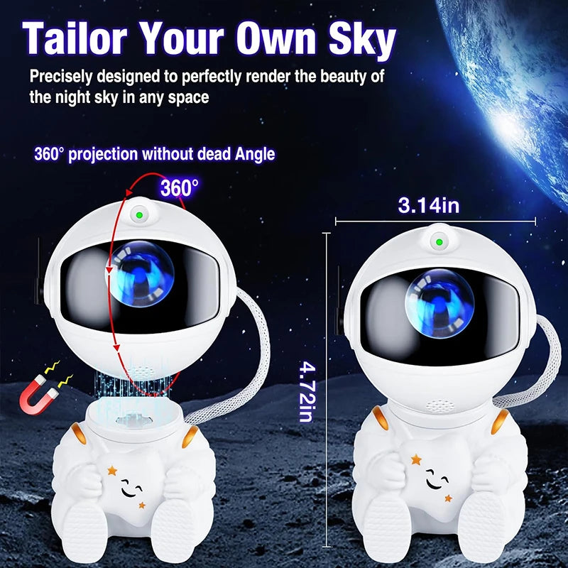 Astronaut Galaxy Projector Night Light White Holding Star