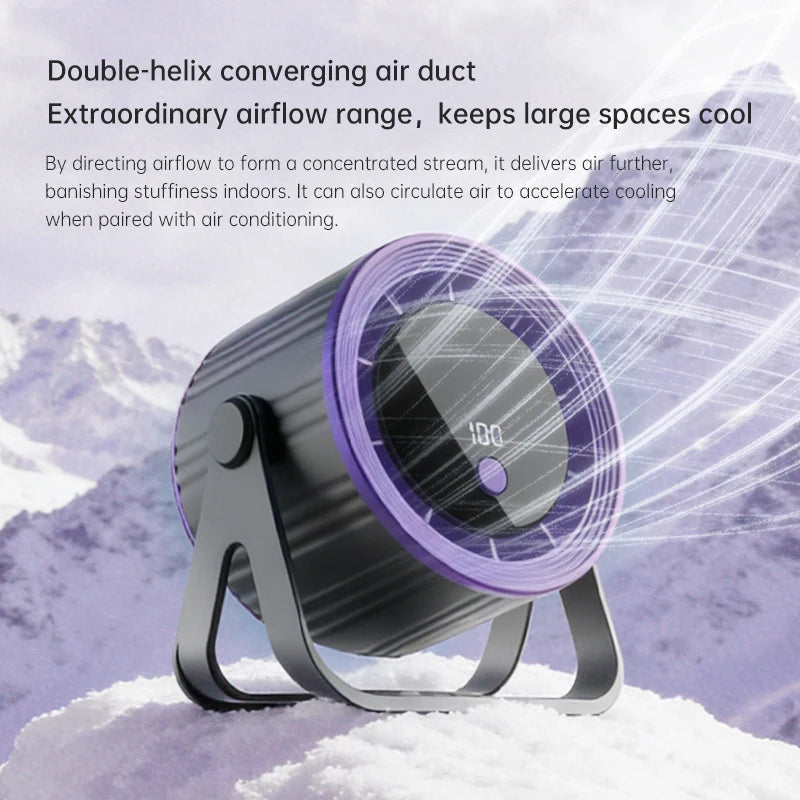 Wireless Mini Desk Fan USB Rechargeable 100 Speed Stepless 360° Rot Quiet Cooler Wall Mount For Home Office Dorm Bedroom Kitchen