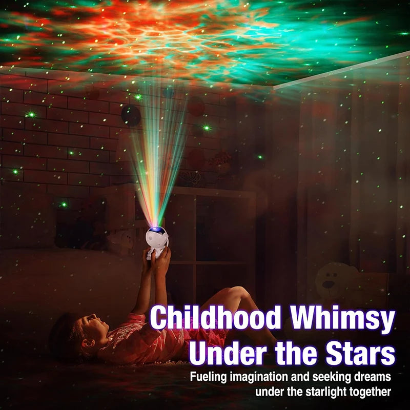 Astronaut Galaxy Projector Night Light White Holding Star