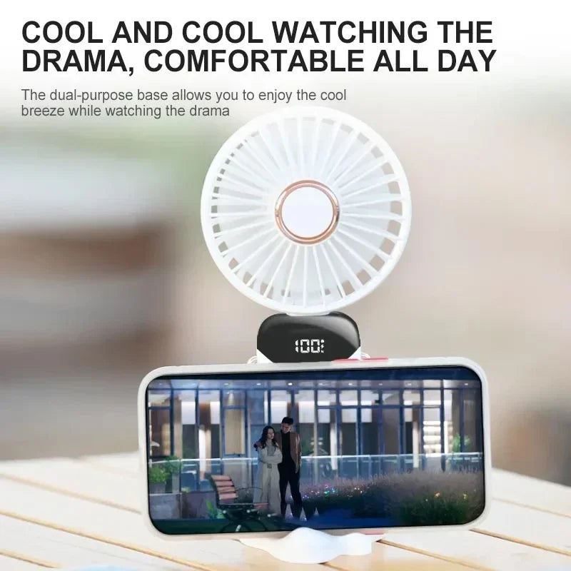 Foldable Hand & Neck Fan With Phone Stand