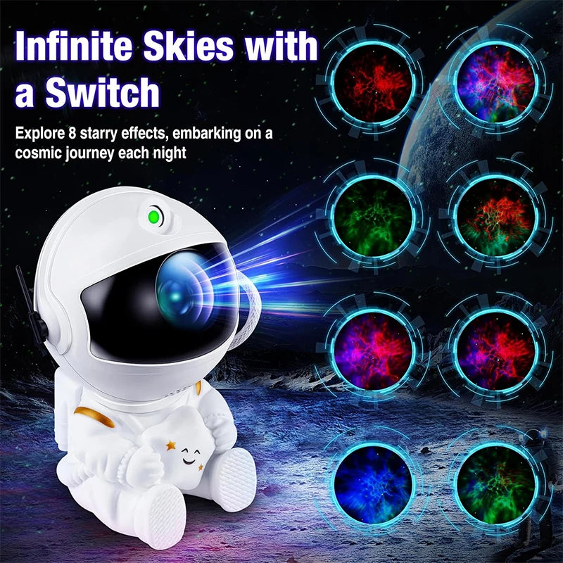 Astronaut Galaxy Projector Night Light White Holding Star