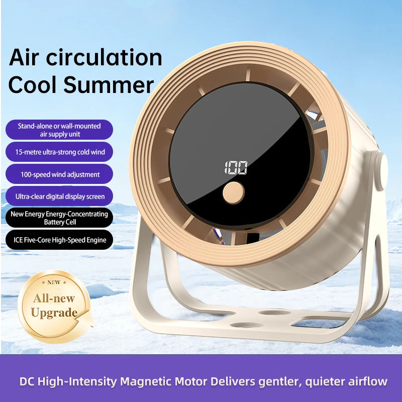 Wireless Mini Desk Fan USB Rechargeable 100 Speed Stepless 360° Rot Quiet Cooler Wall Mount For Home Office Dorm Bedroom Kitchen