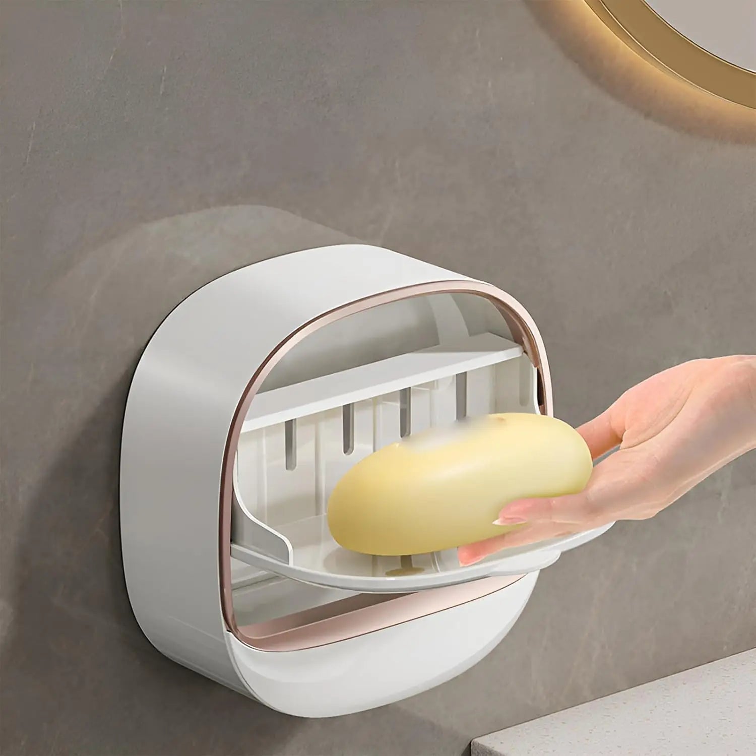 New Bathroom Home Wall Mounted Non Perforated Drain Soap Box