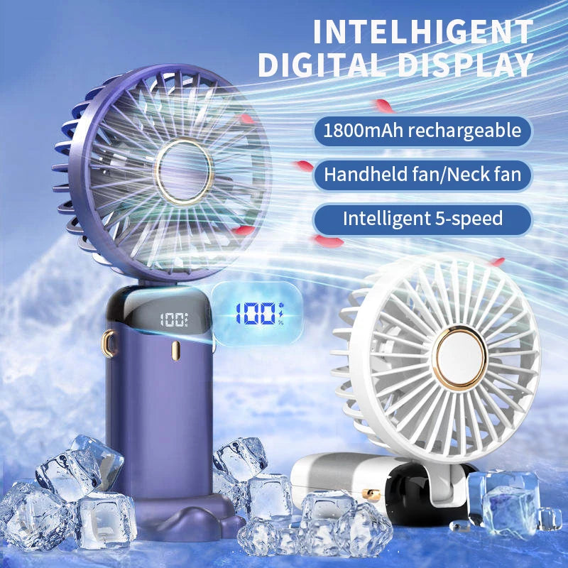 Foldable Hand & Neck Fan With Phone Stand